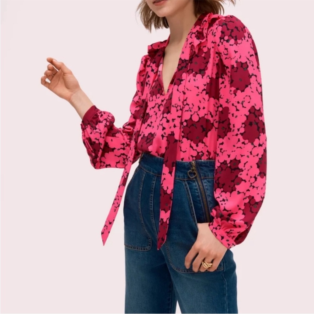 Kate Spade New York Bubble Dot Tie-neck Blouse